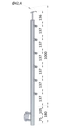 nerezový stĺp, bočné kotvenie, 6 radový priechodný, vonkajší, vrch pevný, (ø 42.4x2mm), brúsená nerez K320 /AISI304