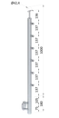 Nerezový sloup, boční kotvení, 6 řadový průchodný, venkovní, vrch pevný (ø 42,4x2 mm), broušená nerez K320 / AISI304