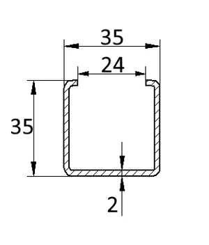 U-profil krycí 35x35x2mm, žiarovo zinkovaný, cena za 1 ks(3m),hladký L=3000mm - slide 1