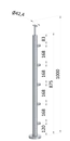nerezový stĺp, vrchné kotvenie, 5 radový priechodný, vrch pevný (ø 42.4x2mm), brúsená nerez K320 /AISI304