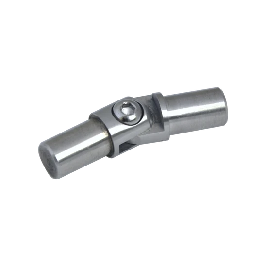 Spoj nastaviteľný (0-100°) plný materiál, s kĺbom, na trubku ø 14mm, brúsená nerez K320 /AISI304