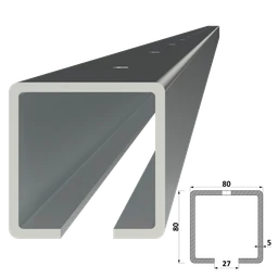C profil s otvormi, 80x80x5mm pozink pre samonosný systém