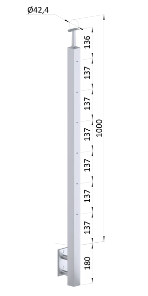 Nerezový stĺp,bočné kotvenie,6 radový M6,vonkajší,vrch pevný - slide 0