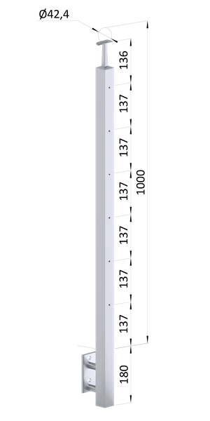 Nerezový sloup, boční kotvení, 6řadový M6, vnější - slide 0