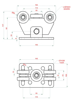 Samonosný systém 60x60x4 mm pro posuvné brány do 150 kg / 4 m průjezd (W39/60Fe 6 m černý profil, 1x W-SET60/F) - slide 6