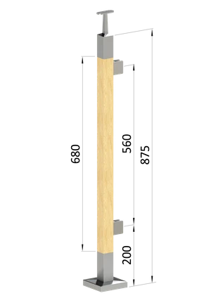 Drevený stĺp, vrchné kotvenie, výplň: sklo, pravý - slide 0