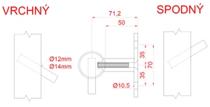 Nerezový sloup, boční kotvení, 5 děrový koncový, pravý, vrch nastavitelný (ø 42,4x2 mm), broušená nerez K320 / AISI316 - slide 4