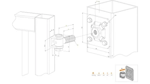 LOCINOX® G90WP-B pant M16 s plotnou 100 x 100 mm, otevíratelný 90°, nastavitelný 1D, částečně pozinkován - slide 1