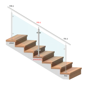 nerezový stĺp, vrchné kotvenie, výplň: sklo, priechodný, vrch nastaviteľný (ø 42.4x2mm), brúsená nerez K320 /AISI316 - slide 1