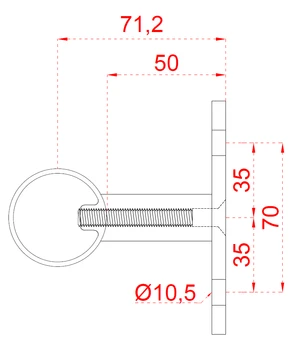 Nerezový sloup, boční kotvení, bez výplně, vrch pevný (ø 42,4x2 mm), leštěná nerez / AISI304 - slide 3