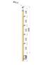 drevený stĺp, bočné kotvenie, 4 radový, priechodný, vnútorný, vrch pevný (ø 42mm), materiál: buk, brúsený povrch bez náteru