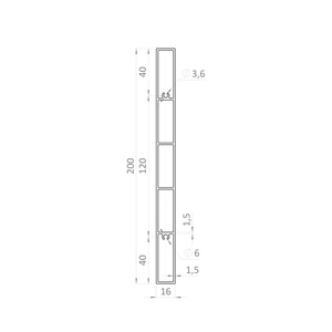 Poškodený profil 200x16mm, L-6000mm, hliník bez povrchovej úpravy - slide 1