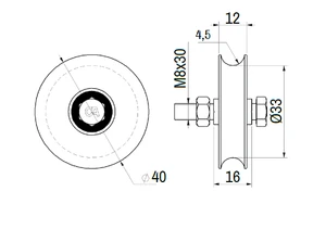 Vodiace koliesko ø 40mm jednoložiskové Combi Arialdo, nosnosť 60kg, nedá sa kombinovať s C902/16 - slide 1