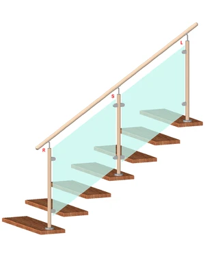 Dřevěný sloup, vrchní kotvení, výplň: sklo, levý - slide 1