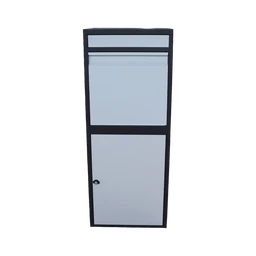 Box na balíky (410x385x1020mm) s přepadovou lištou na ochranu balíků, tloušťka 0.8mm) velikost balíku: 320x300x260mm, barva: Černé tělo + bílý vhod
