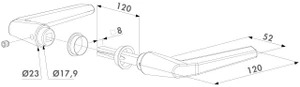 LOCINOX® sada FORTYSET na zamykanie krídlovej bránky (štítok, doraz, cylindrická vložka, kľučka), pre profil 40x40 mm - slide 4