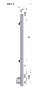 nerezový stĺp, bočné kotvenie, výplň: sklo, ľavý, vrch nastaviteľný (ø 42.4x2mm), brúsená nerez K320 /AISI316
