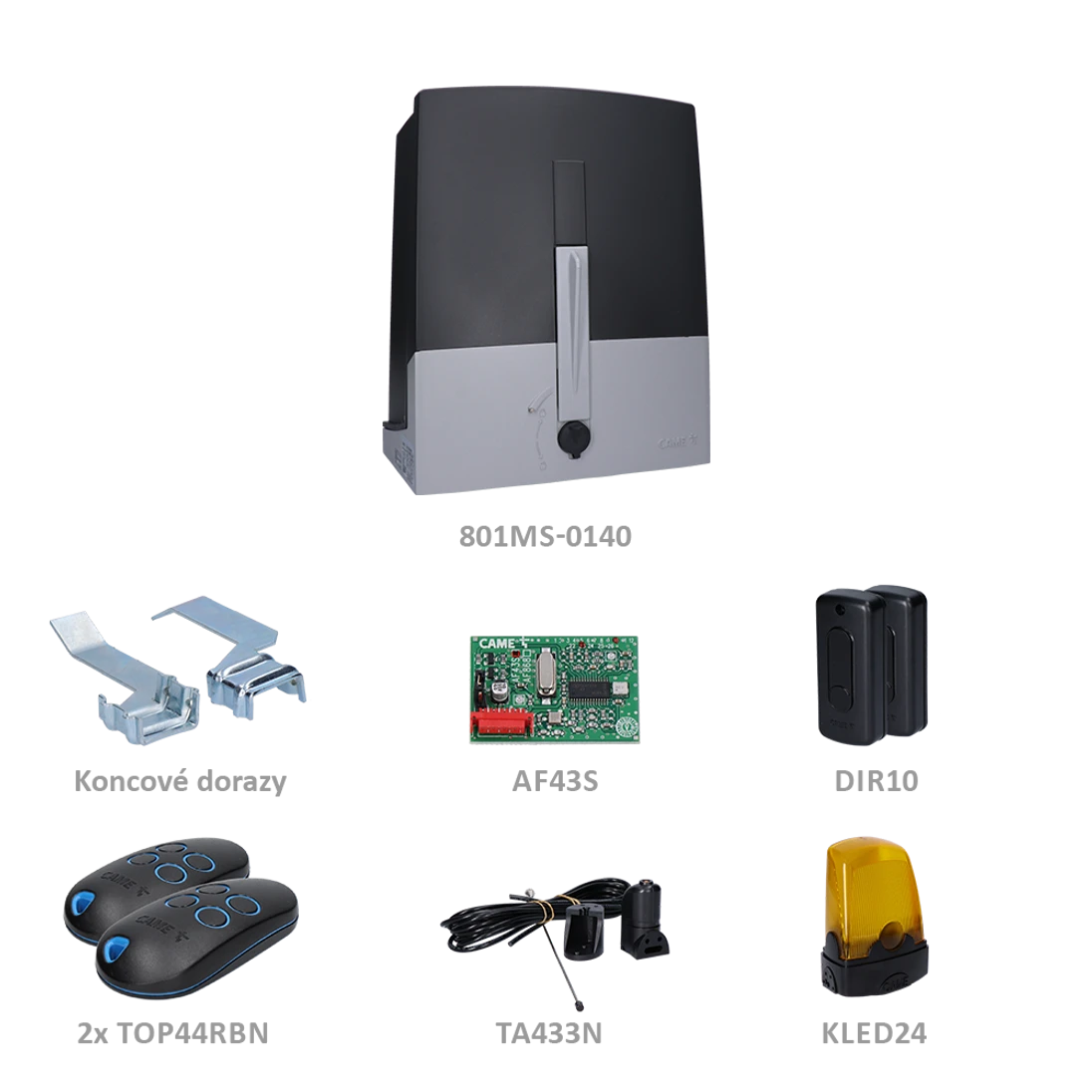 CAME ECO ATOMO sada pre posuvnú bránu do 400kg, 1x 801MS-0140 (24V, 170W, 350N), 1x AF43S, 2x TOP44RBN, 1x KLED24, 1 pár DIR10, 1x TA433N