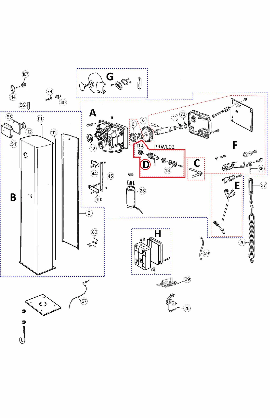 PRWL02 kit převodů pro WIDEM / L a WIL4 / 6