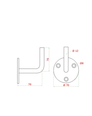 Držák madla na stěnu na trubku ø42,4 mm, broušená nerez K320 / AISI304 - slide 1