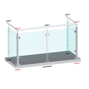 nerezový stĺp, vrchné kotvenie, výplň: sklo, rohový, vrch pevný (40x40mm), brúsená nerez K320 /AISI304 - slide 1