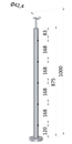 nerezový sloup, vrchní kotvení, 5 děrový koncový, vrch pevný (ø 42.4x2mm), broušená nerez K320 /AISI304