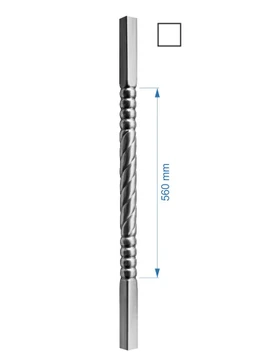 Tyč-trubková 1000mm se čtvercovou základnou 25x25mm