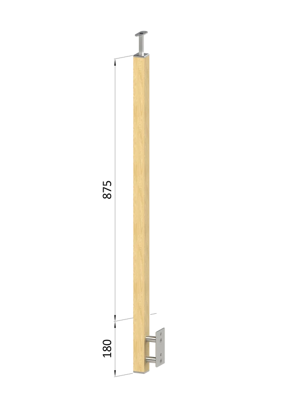 drevený stĺp, bočné kotvenie, bez výplne, vonkajší, vrch pevný, (40x40mm), materiál: buk, brúsený povrch bez náteru