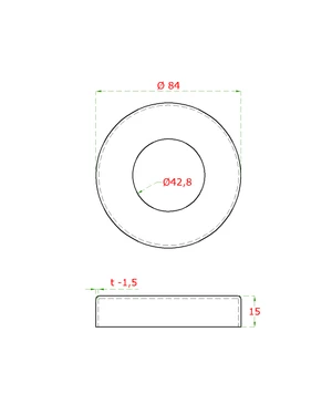 kryt príruby (ø 84x15mm) na trubku ø 42.4mm (otvor ø 42.8mm), brúsená nerez K320 /AISI304 - slide 1