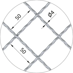 Žebírkové pletené síto - vzor Diamant, oko: 50x50mm, průměr pletiva ø4mm, rozměr 1000x2000mm, materiál: Nerez /AISI 304 - slide 1