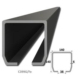 C profil GRANDE 140x140x6mm černý, pro samonosný systém