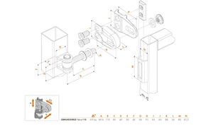 LOCINOX® GBMU4DSHIELD navařovací pant M16, otevíratelný 180°, nastavitelný 3D, zvýšená bezpečnost, částečně pozinkovaný - slide 1