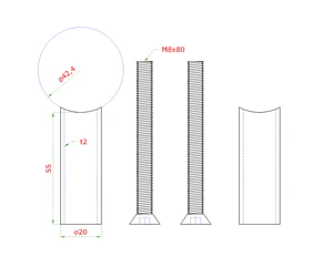 Přechod mezi sloupem ø 42,4mm a kotevní deskou, L:55mm - slide 1