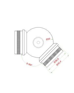 Spojka nastavitelná s kloubem (90° - 180°) na trubku ø 42,4 mm, broušená nerez K320 / AISI304 - slide 1