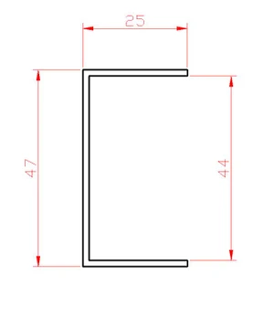 U profil L-2000 mm, 25x47x25x1,5 mm, zinkovaný plech, použití pro lamelu KLZ50Zn, cena za 2 metrový kus - slide 1