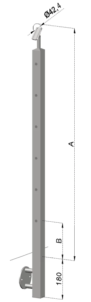 Nerezový sloup, boční kotvení, 6děrový koncový, levý - slide 0