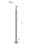 nerezový stĺp, vrchné kotvenie, 5 dierový, koncový, vrch nastaviteľný (ø 42.4x2mm), brúsená nerez K320 /AISI304