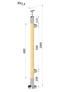 drevený stĺp, vrchné kotvenie, výplň: sklo, pravý, vrch pevný (ø 42mm), materiál: buk, brúsený povrch s náterom BORI (bezfarebný)