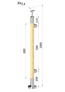 dřevěný sloup, vrchní kotvení, výplň: sklo, pravý, vrch pevný (ø 42mm), materiál: buk, broušený povrch s nátěrem BORI (bezbarvý)