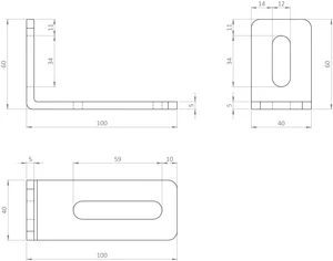 Úhelník 95 x 72 mm, 35 x 5 mm pro vodící kolečko CP450, CP340, CP430L - slide 2