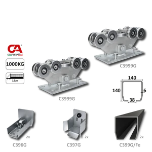 GRANDE-9 samonosný systém 140x140x6mm posuvnej brány do 1000kg/15m otvor (C399G/Fe 2x6m čierny profil, C3999G 2ks, C396G 2ks, C397G 2ks), intenzívna prevádzka - slide 0