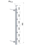 nerezový stĺp na francúzsky balkón, bočné kotvenie, 5 radový ľavý, vrch pevný, (ø 42.4x2mm), brúsená nerez K320 /AISI304