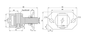 Záves nastaviteľný s platňou 54x90mm, závit M18, pozinkovaný, s nastavovacou maticou M20 - slide 1