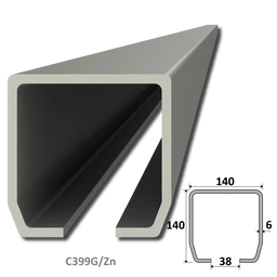 C profil GRANDE (140x140x6 mm) pozinkovaný, pro samonosný systém, v délkách 1, 2, 3, 4, 5, 6 m, cena za KUS
