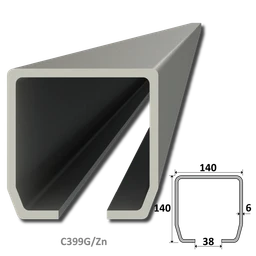 C profil GRANDE (140x140x6mm) pozinkovaný, pre samonosný systém, dĺžka 1-6m