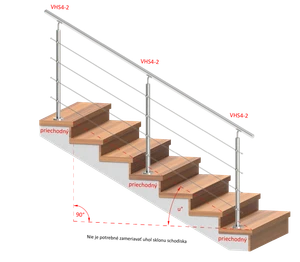 nerezový stĺp, vrchné kotvenie, 4 radový, priechodný, vrch nastaviteľný (ø 42.4x2mm), brúsená nerez K320 /AISI304 - slide 1