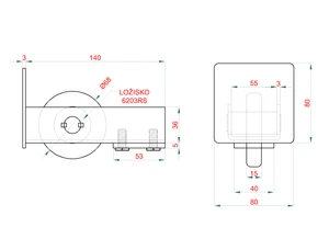 samonosný systém 80x80x5mm posuvnej brány do 400kg/7m otvor (W39/80Fe 6m čierný profil, 2x W3910F.80, 1x W36/80, 1x W37M, 1x w32/80) - slide 3