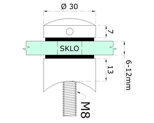 Svorka bodová, na ø42.4mm, sklo 6-12mm, leštená AISI304 - slide 2