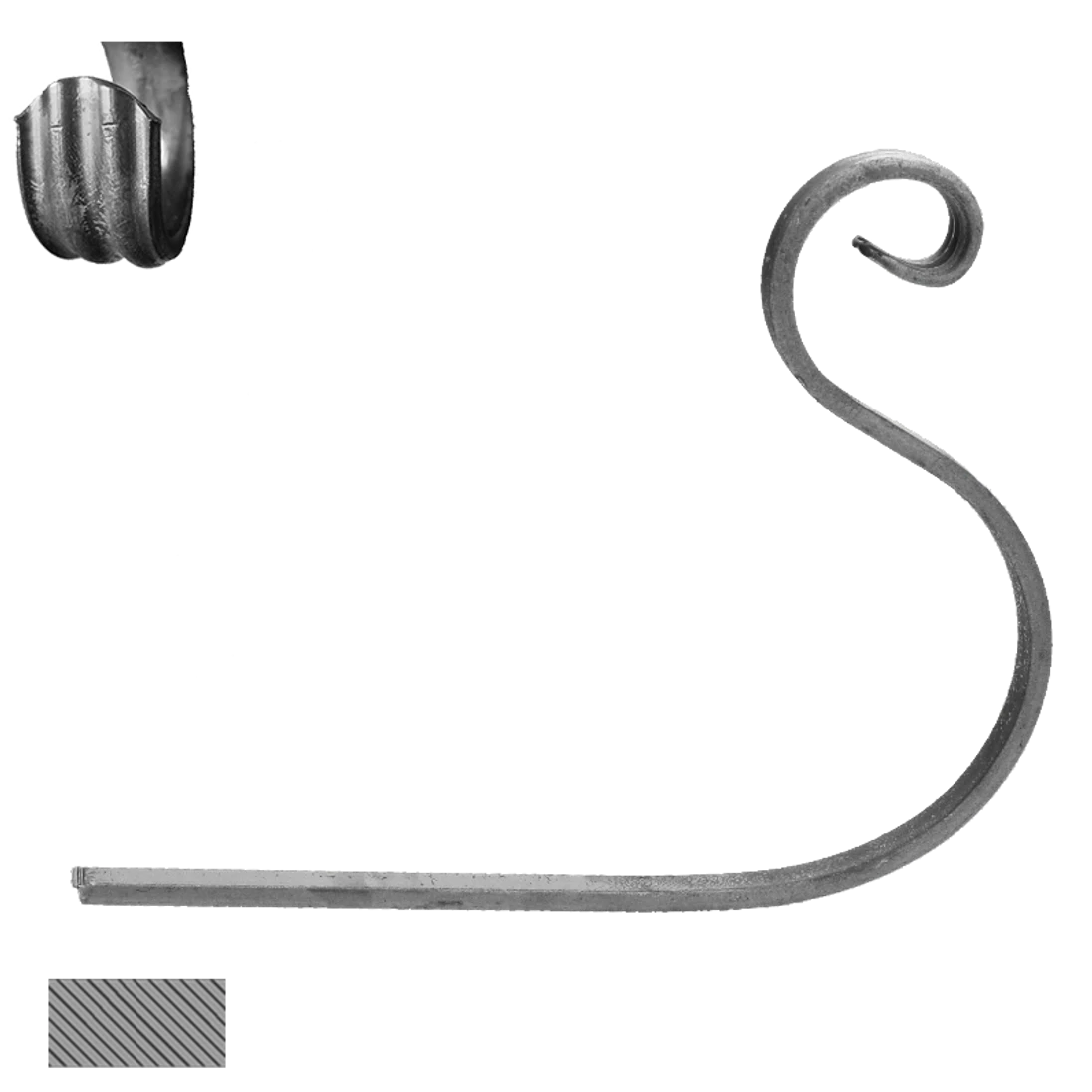 Kovaný prvek na květináč 12 x 6 mm, 200 x 250 mm
