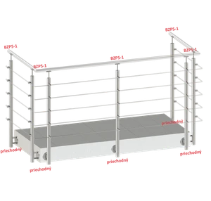 Nerezový sloup, boční kotvení, bez výplně, 5 řadový se závitem M6, vnější, vrch pevný, (ø 42.4x2mm), broušená nerez K320 /AISI304 - slide 2